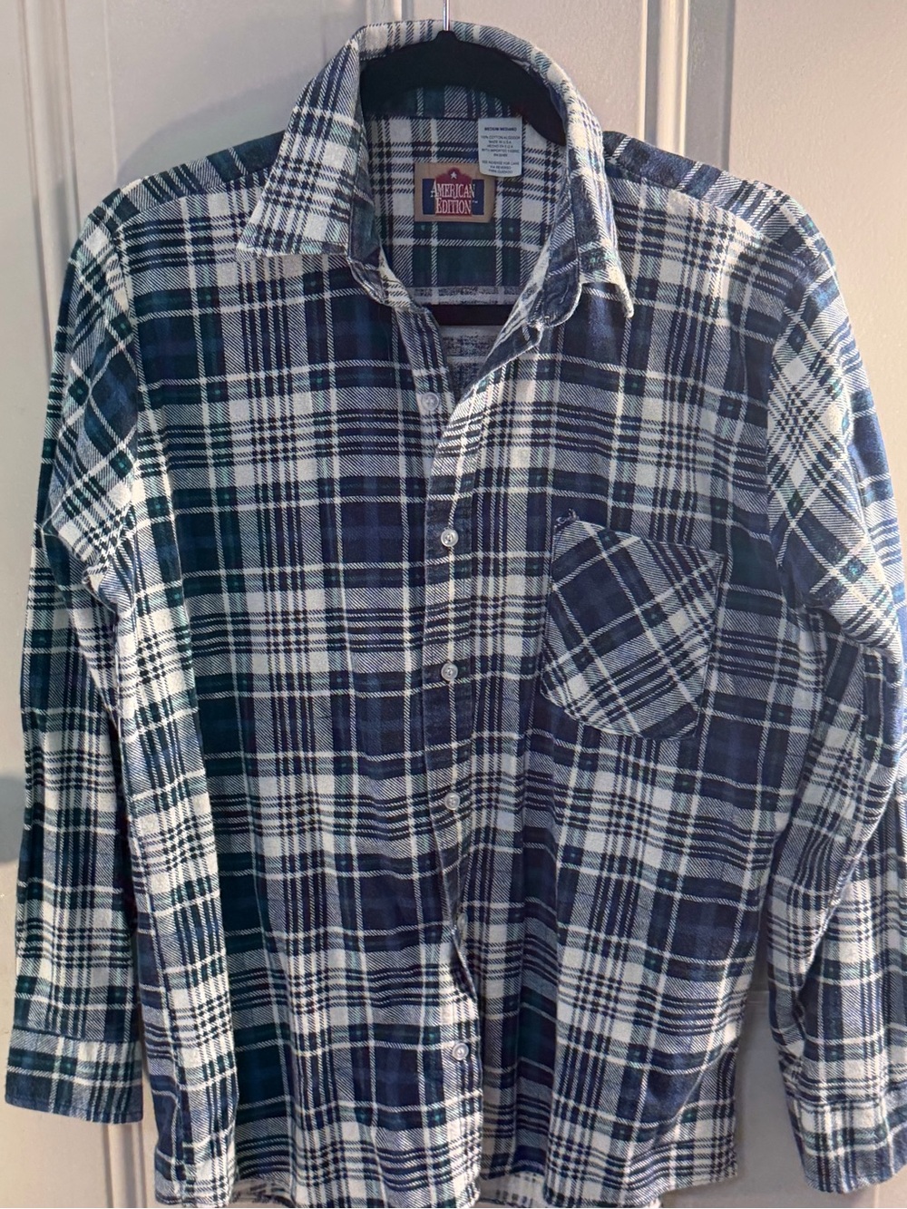 American Edition - Navy & White Plaid Button-Down Shirt